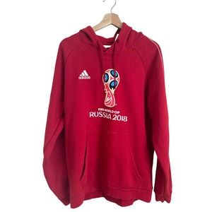 Adidas Mens XL FIFA World Cup Russia 2018 Hooded Sweatshirt Red Official License